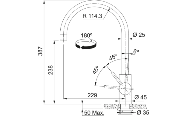 Смесител Franke Tap Eos Neo Swivel, PVD Gold