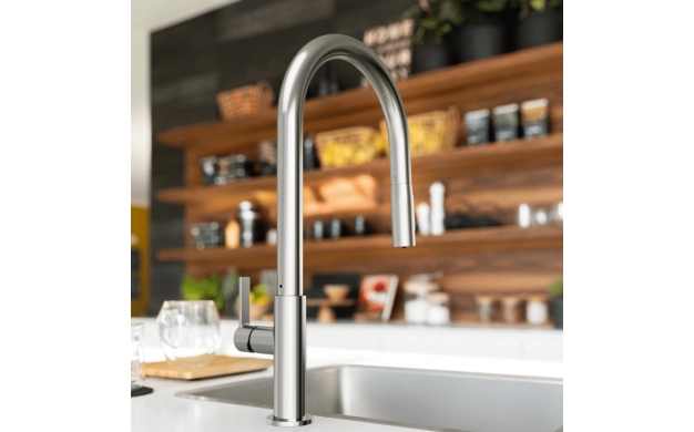 Трипътен кухненски смесител Franke Maris Slim Clear Water J Pulldown Chrome 120.0730.870
