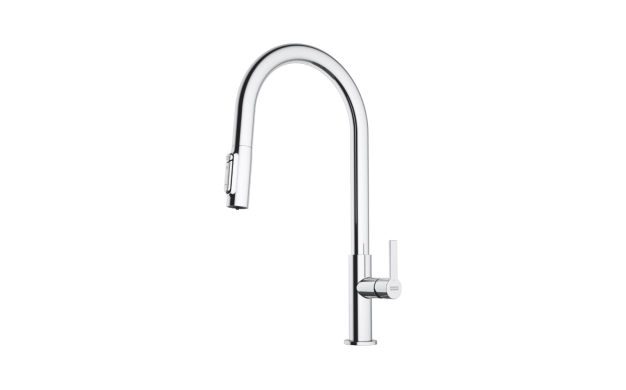 Трипътен кухненски смесител Franke Maris Slim Clear Water J Pulldown Chrome 120.0730.870