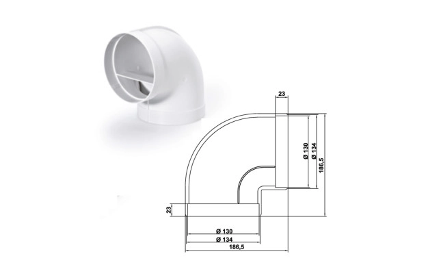 Кръгла тръбна извивка 90° Naber ROUND 125