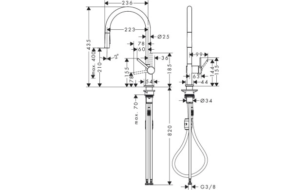 Кухненски смесител Hansgrohe Talis M54 72808340 – премиум модел в четкан черен хром