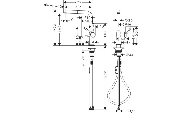 Черен кухненски смесител Hansgrohe Talis M54 72808670 – премиум дизайн с издърпващ се чучур
