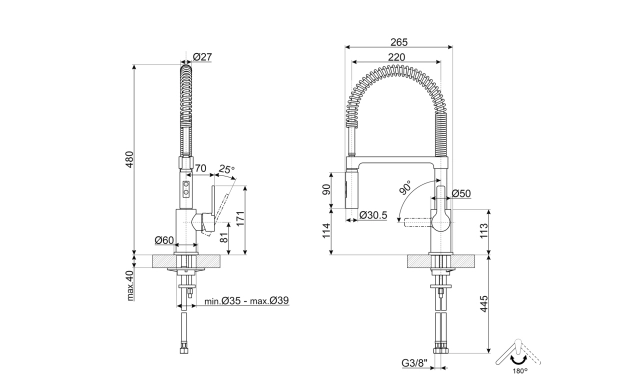 SMEG MIDR55CR – Полупрофесионален кухненски смесител