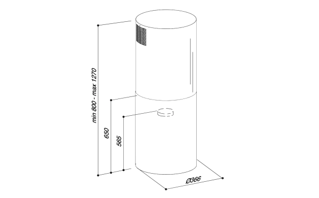 Sirius MO407 Inox – премиум островен аспиратор от неръждаема стомана, Ø37 см, 650 м³/ч