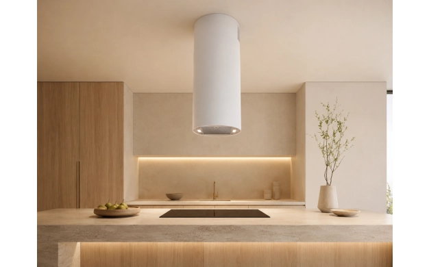 Sirius MO407 White – премиум бял островен аспиратор, Ø37 см, 650 м³/ч