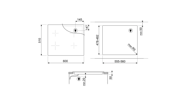 SMEG SIM6644R – премиум индукционен плот с 2 MultiZone зони