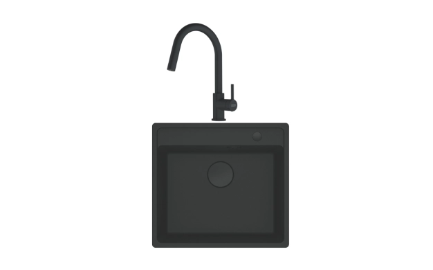 Комплект гранитна мивка и смесител FRANKE – MRG 610-52 TL + Lina pull-out (черен мат)