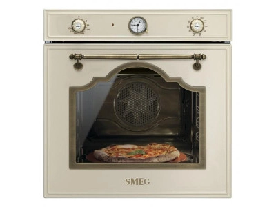 Ретро фурна с пиролиза SMEG SFP750POPZ Серия Cortina, пиролиза, крем с месинг, камък пица, енергиен клас А