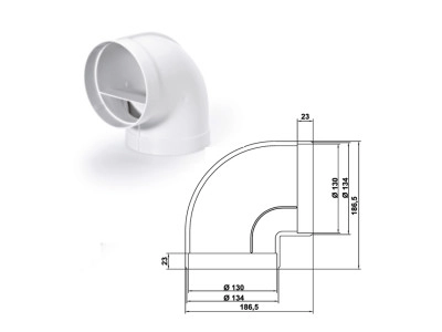 Кръгла тръбна извивка 90° Naber ROUND 125